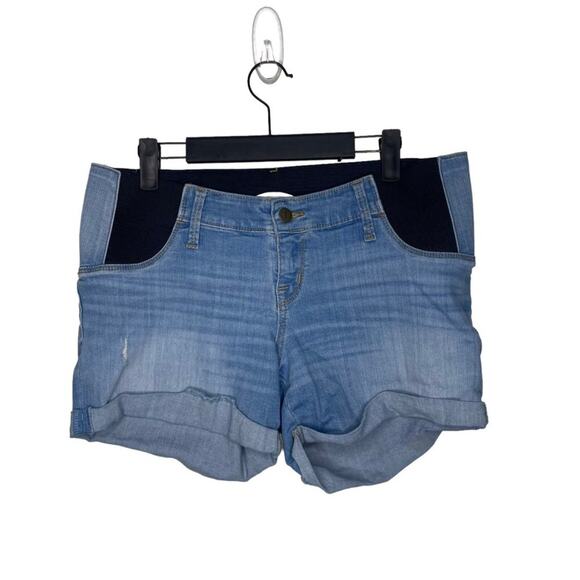 Isabel Maternity Womens Shorts Size 27 Denim Blue Light Wash Midi Jean - Picture 1 of 12
